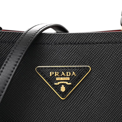 Prada Saffiano Cuir Medium Panier Bucket Bag Black Fuoco 9 of 11