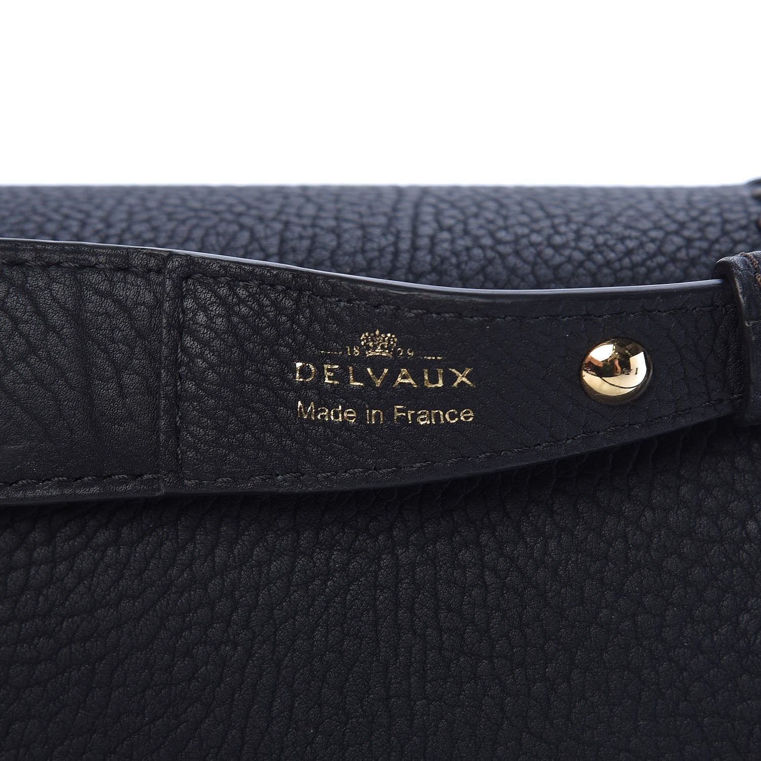 Delvaux Crispy Calfskin Tribal Stitch MM Tempete Satchel Black Bronze 6 of 13