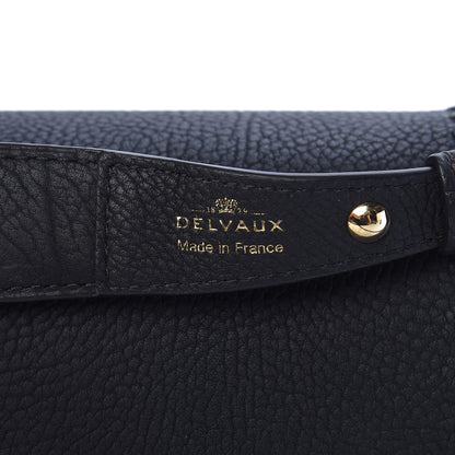 Delvaux Crispy Calfskin Tribal Stitch MM Tempete Satchel Black Bronze 6 of 13