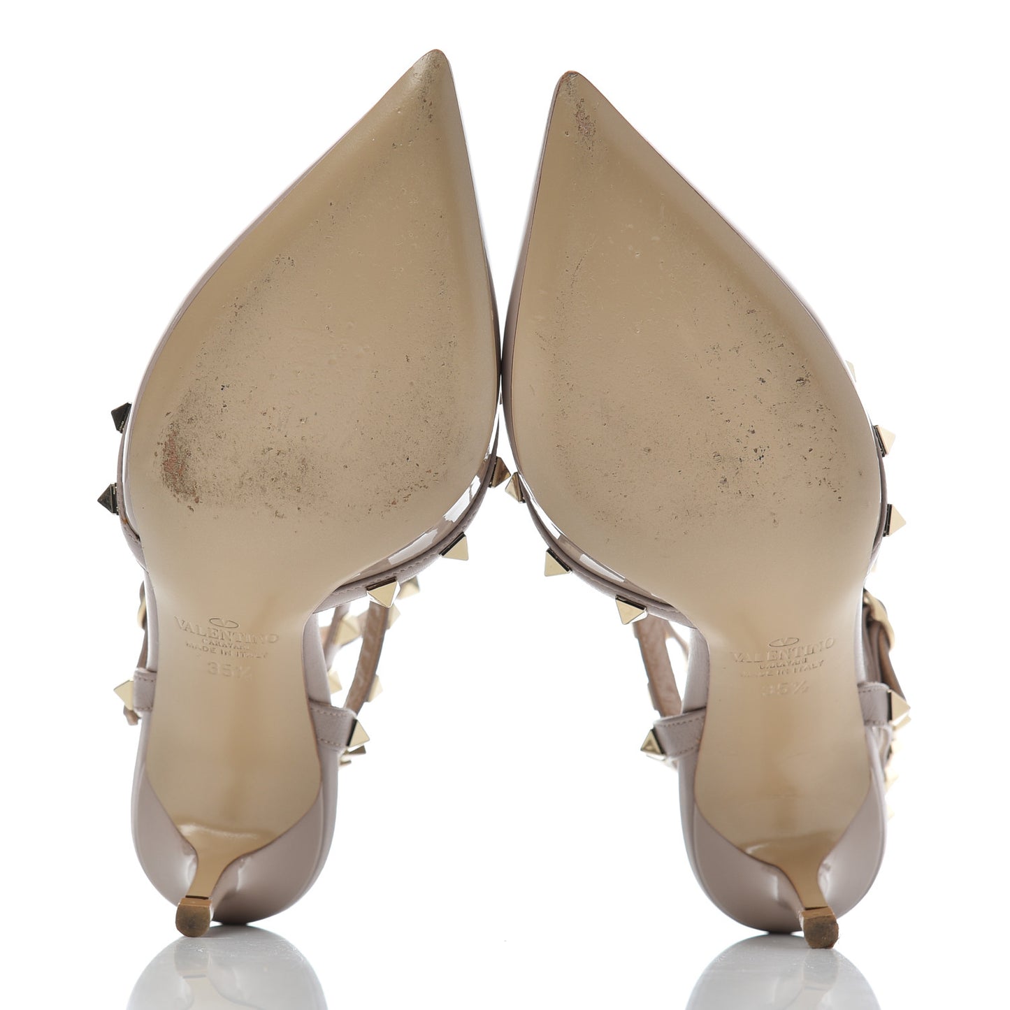 Patent Nappa Rockstud Ankle Strap 65mm Pumps 35.5 Poudre