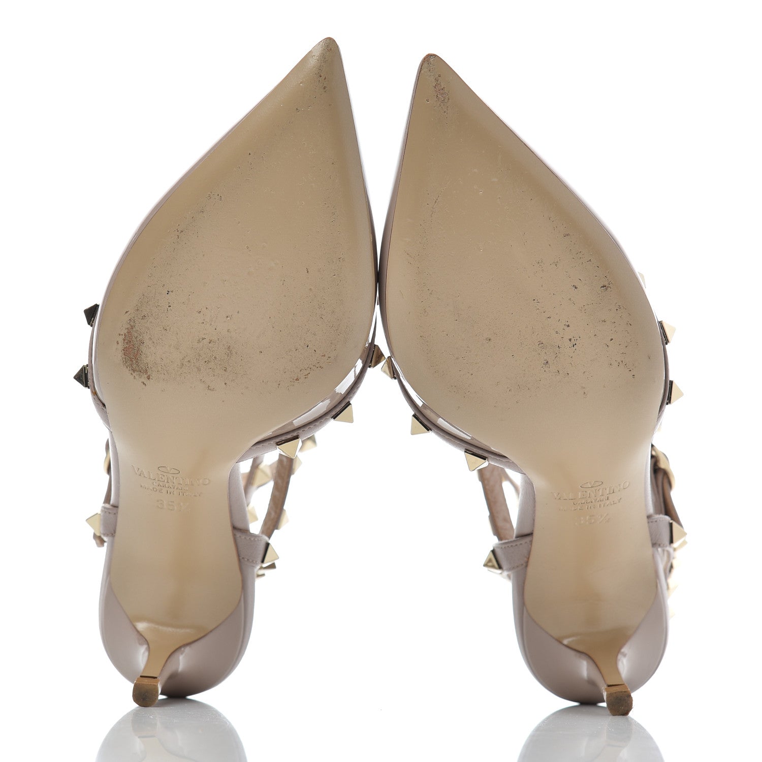 Valentino Garavani Patent Nappa Rockstud Ankle Strap 65mm Pumps 35.5 Poudre 5 of 13