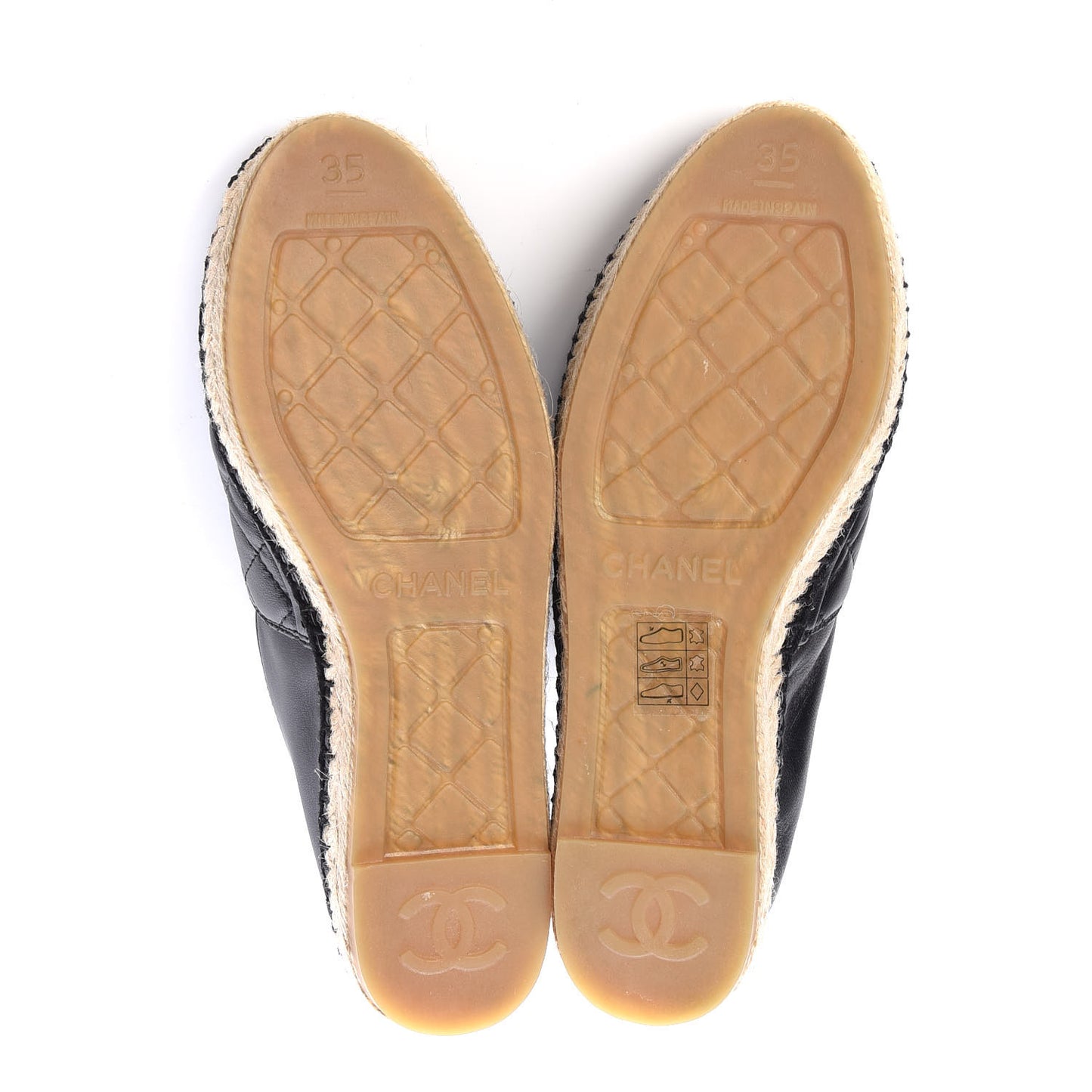 Lambskin Quilted CC Espadrilles 35 Black
