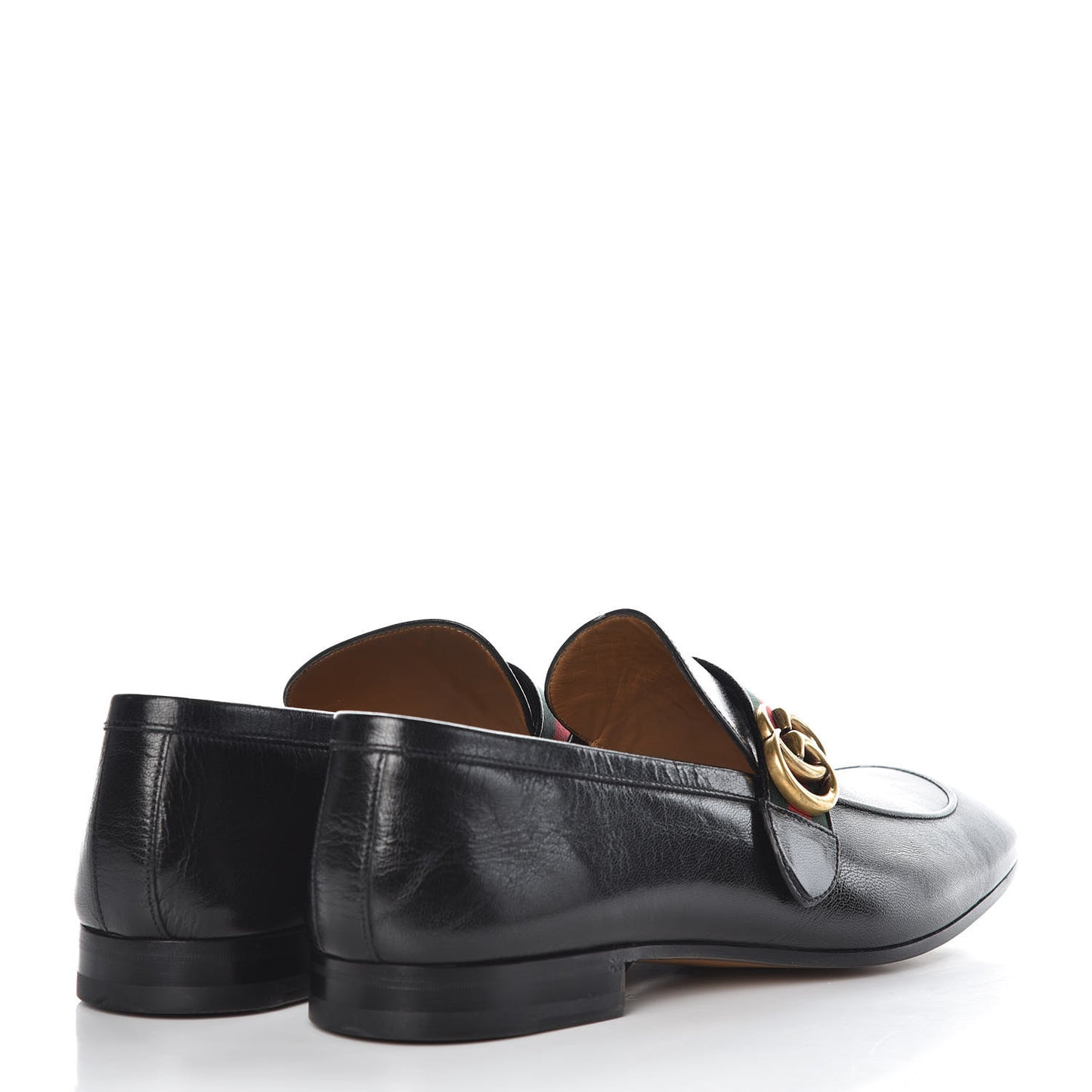 Goatskin Web Mens GG Loafers 12 Black