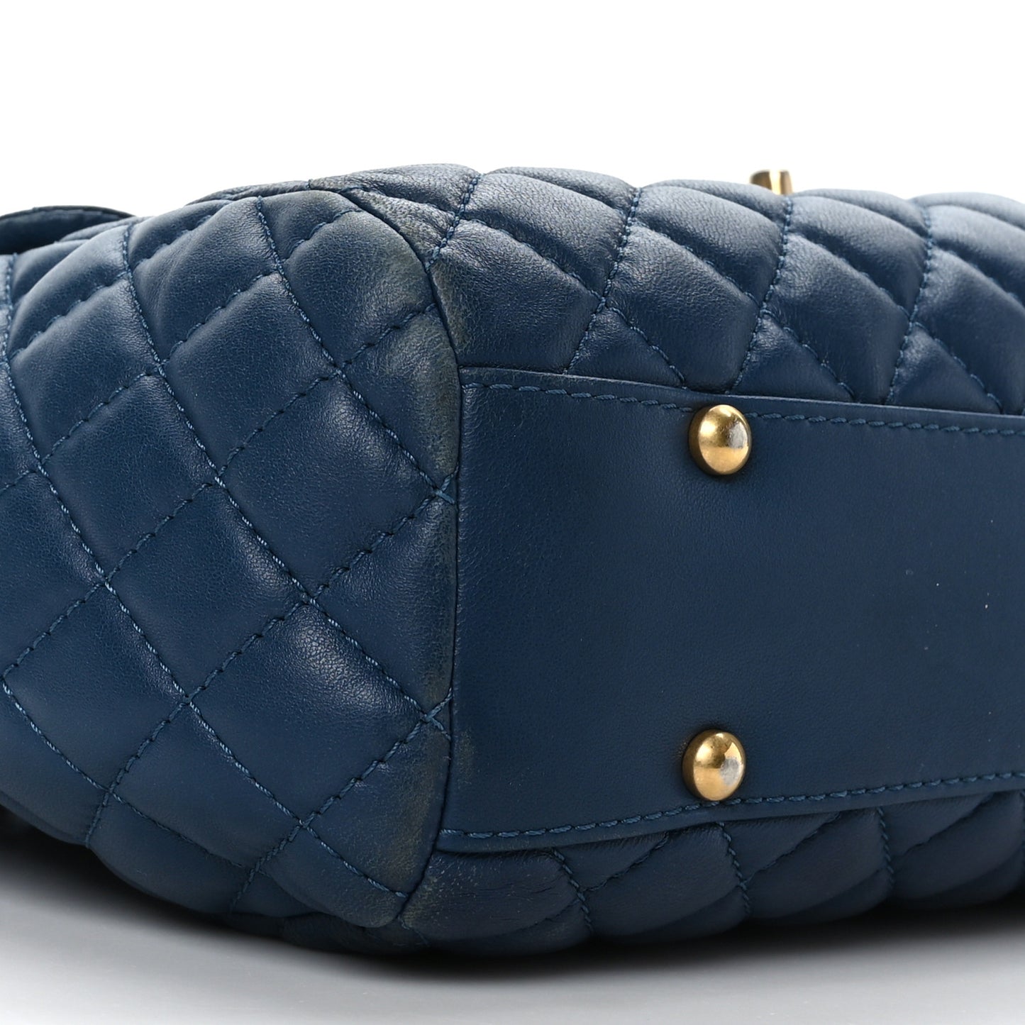 Lambskin Quilted Large Fluffy CC Shopping Tote Blue