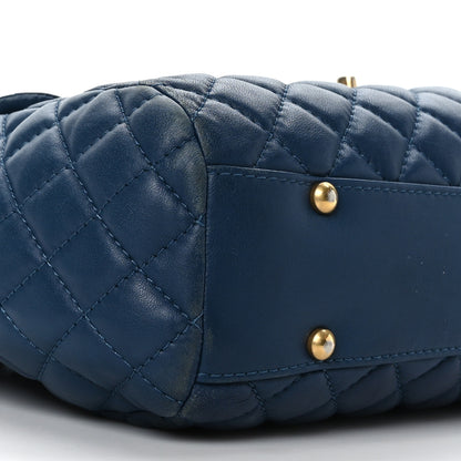 Chanel Lambskin Quilted Large Fluffy CC Shopping Tote Blue 8 of 9