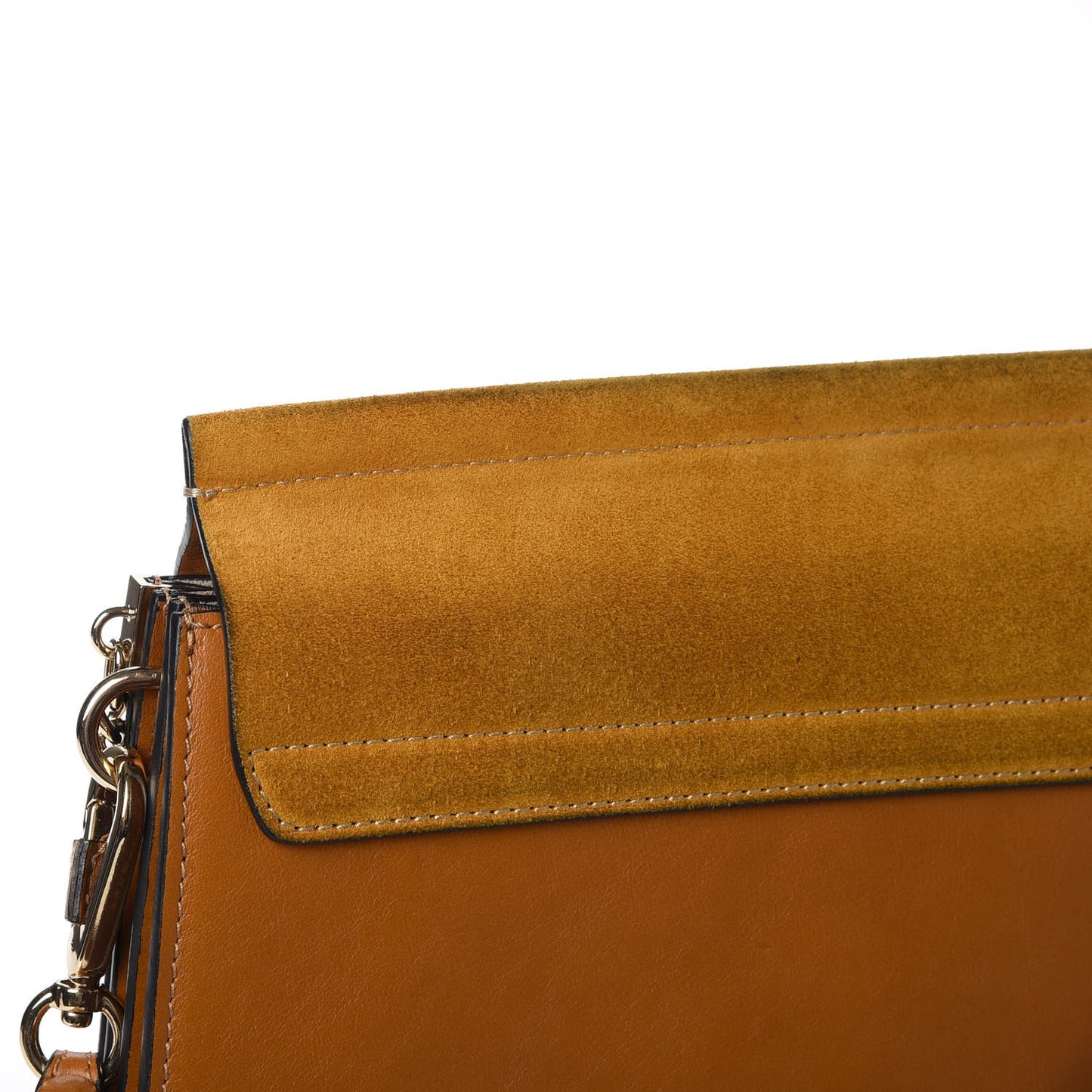 Suede Calfskin Medium Faye Shoulder Bag Mustard Brown