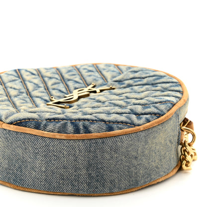 Saint Laurent Denim Quilted Monogram Round Crossbody Bag Rodeo Blue 9 of 9