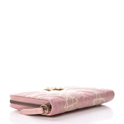 Gucci Calfskin Matelasse GucciGhost GG Marmont Zip Around Wallet Perfect Pink Rosa Ivory 4 of 10