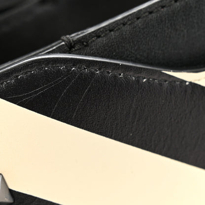 Valentino Garavani Vitello Chevron Medium Rockstud Flip Lock Crossbody Bag Light Ivory Black 13 of 14