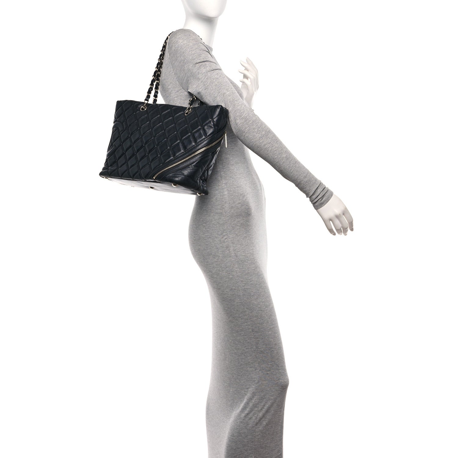 Chanel Aged Calfskin Quilted Large Cotton Club Tote Black 2 of 10