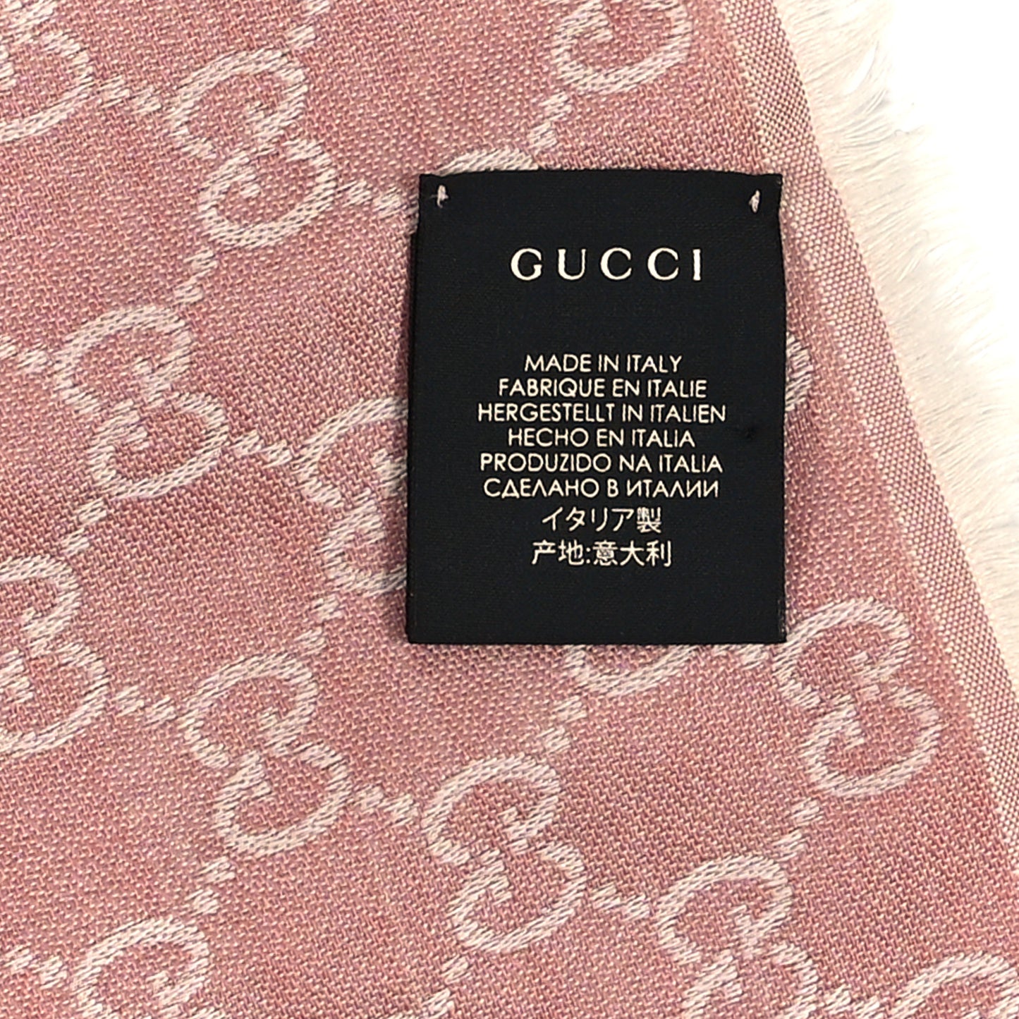 Wool Silk Monogram GGWeb Fringe Shawl Old Rose Pink