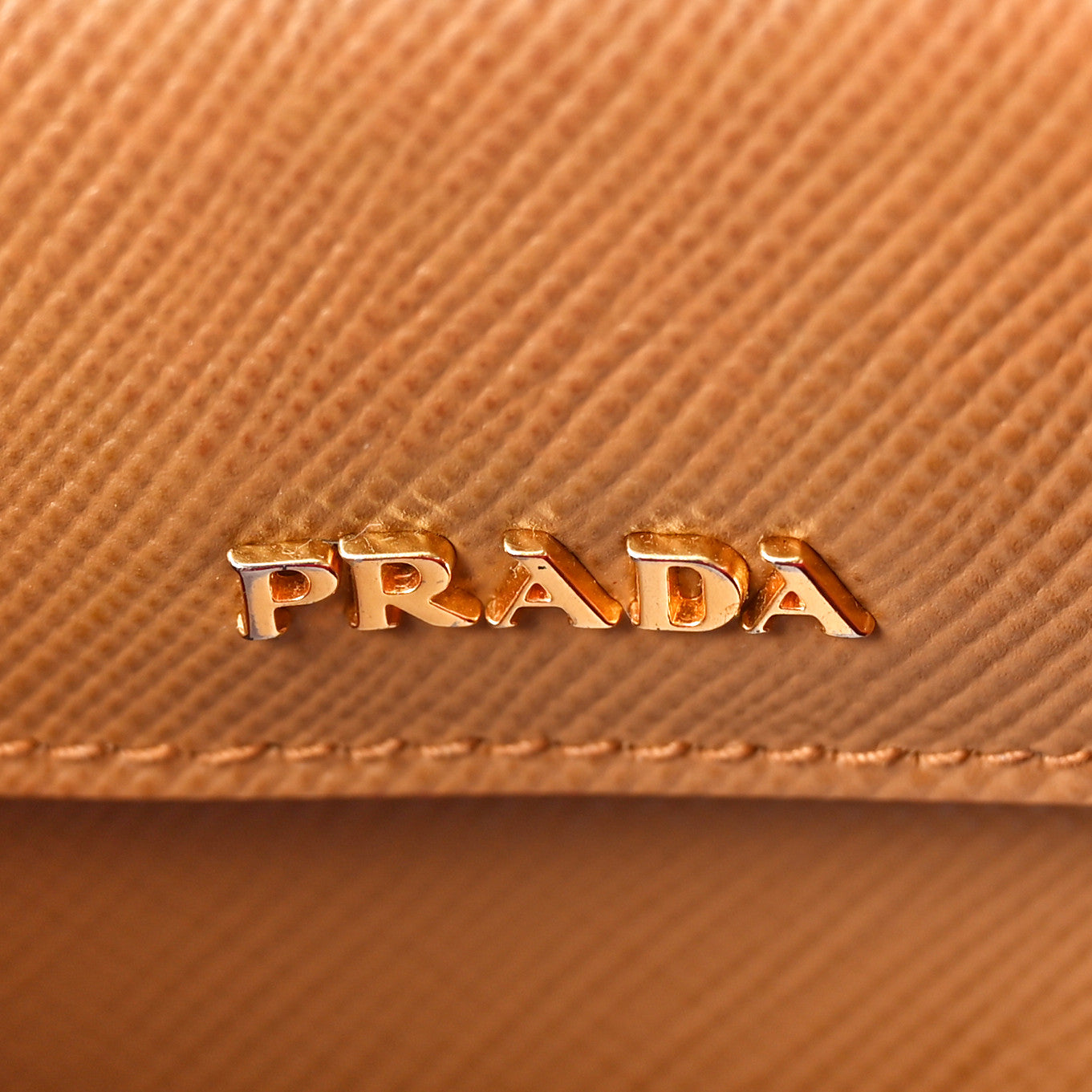 Saffiano Cuir Large Double Bag Caramel Fuoco