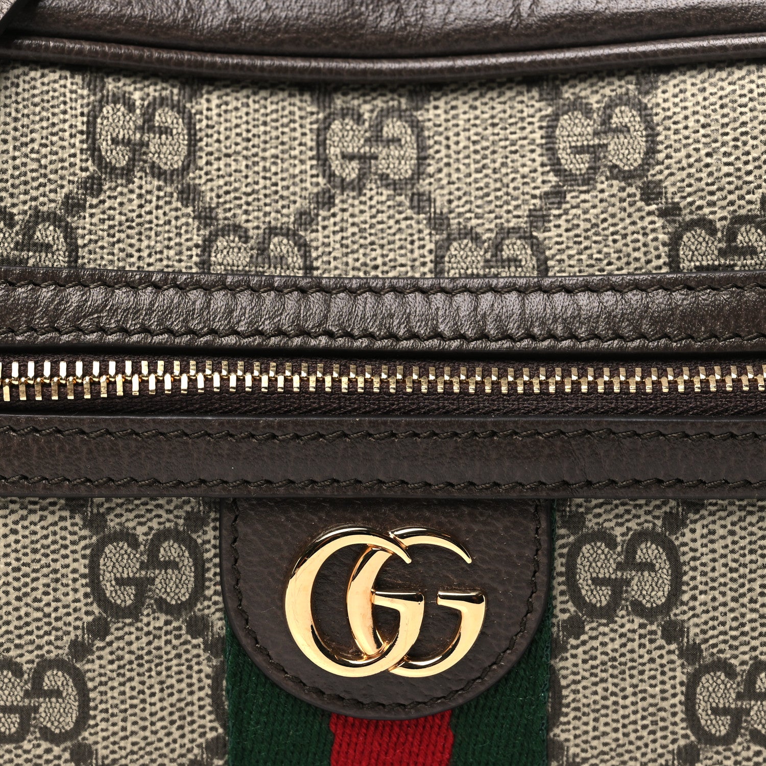 Gucci GG Supreme Monogram Textured Dollar Calfskin Mini Ophidia Shoulder Bag Beige Ebony New Acero 8 of 11