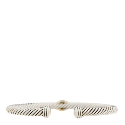 David Yurman Sterling Silver 14K Yellow Gold Blue Sapphire 5mm Cable Classics Single Station Bracelet 2 of 3