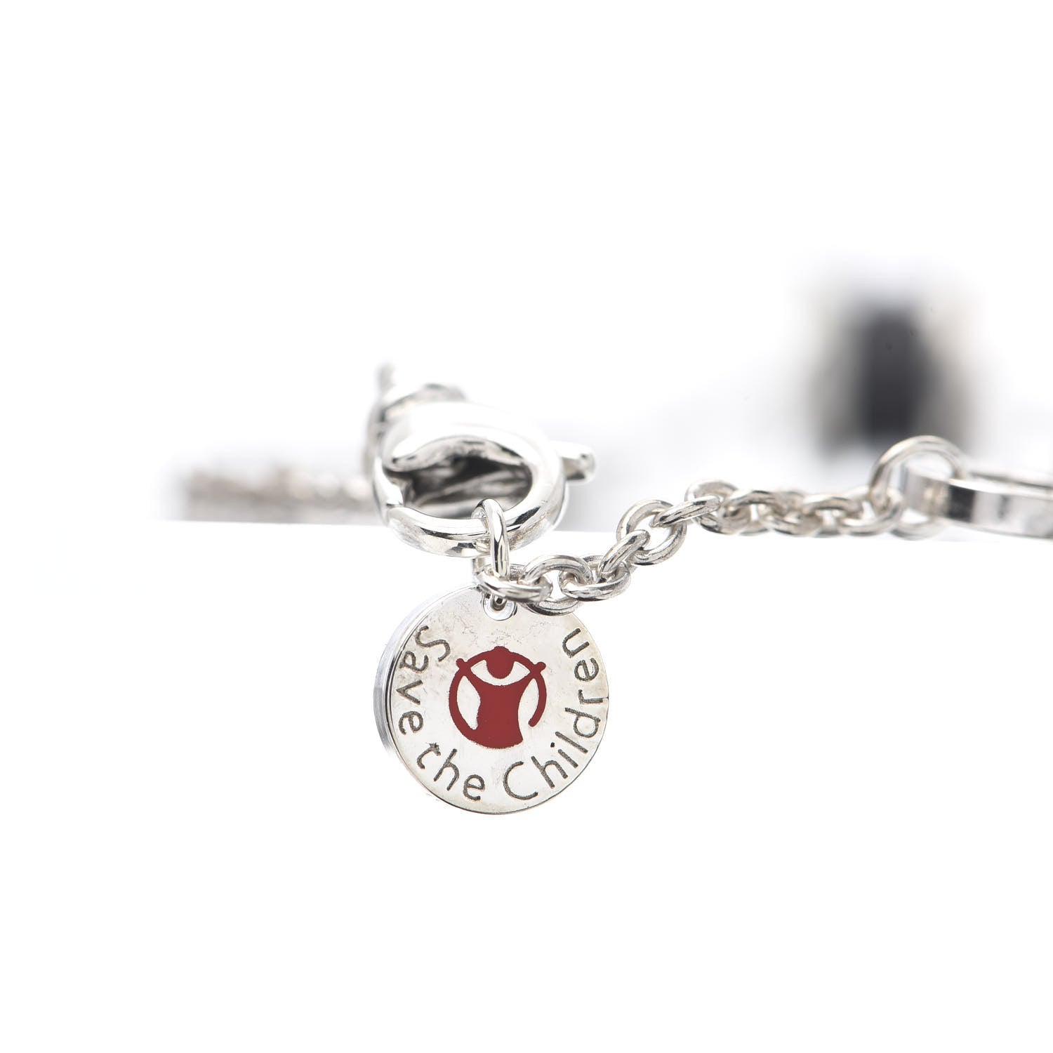 Bulgari Sterling Silver Black Ceramic Save the Children Bracelet ML 4 of 5