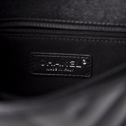 Chanel Caviar Chevron Quilted Mini Coco Handle Flap So Black 7 of 11