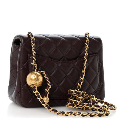 Chanel Lambskin Quilted CC Pearl Crush Mini Flap Dark Brown 3 of 12