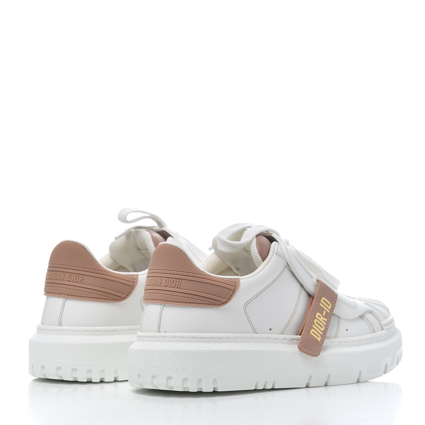 Calfskin Bi-Color Dior-ID Platform Sneakers 37 White Nude