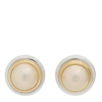 Tiffany Sterling Silver 18K Yellow Gold Pearl Paloma Picasso Earrings 1 of 4