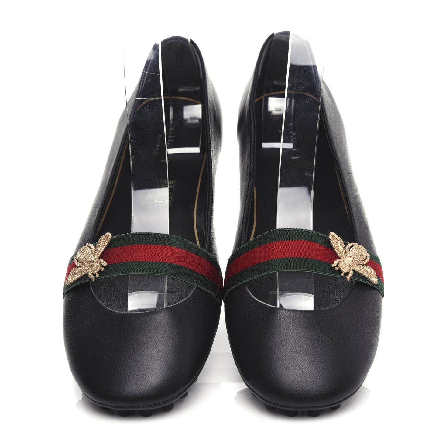 Calfskin Bayadere Bee Ballerina Flats 39 Black
