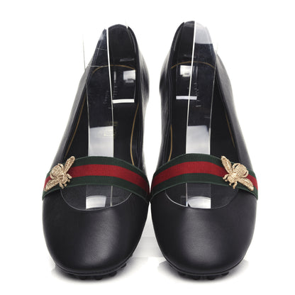 Gucci Calfskin Bayadere Bee Ballerina Flats 39 Black 5 of 12