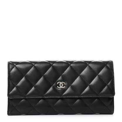 Chanel Lambskin Quilted Large Gusset Flap Wallet Black 1 of 9