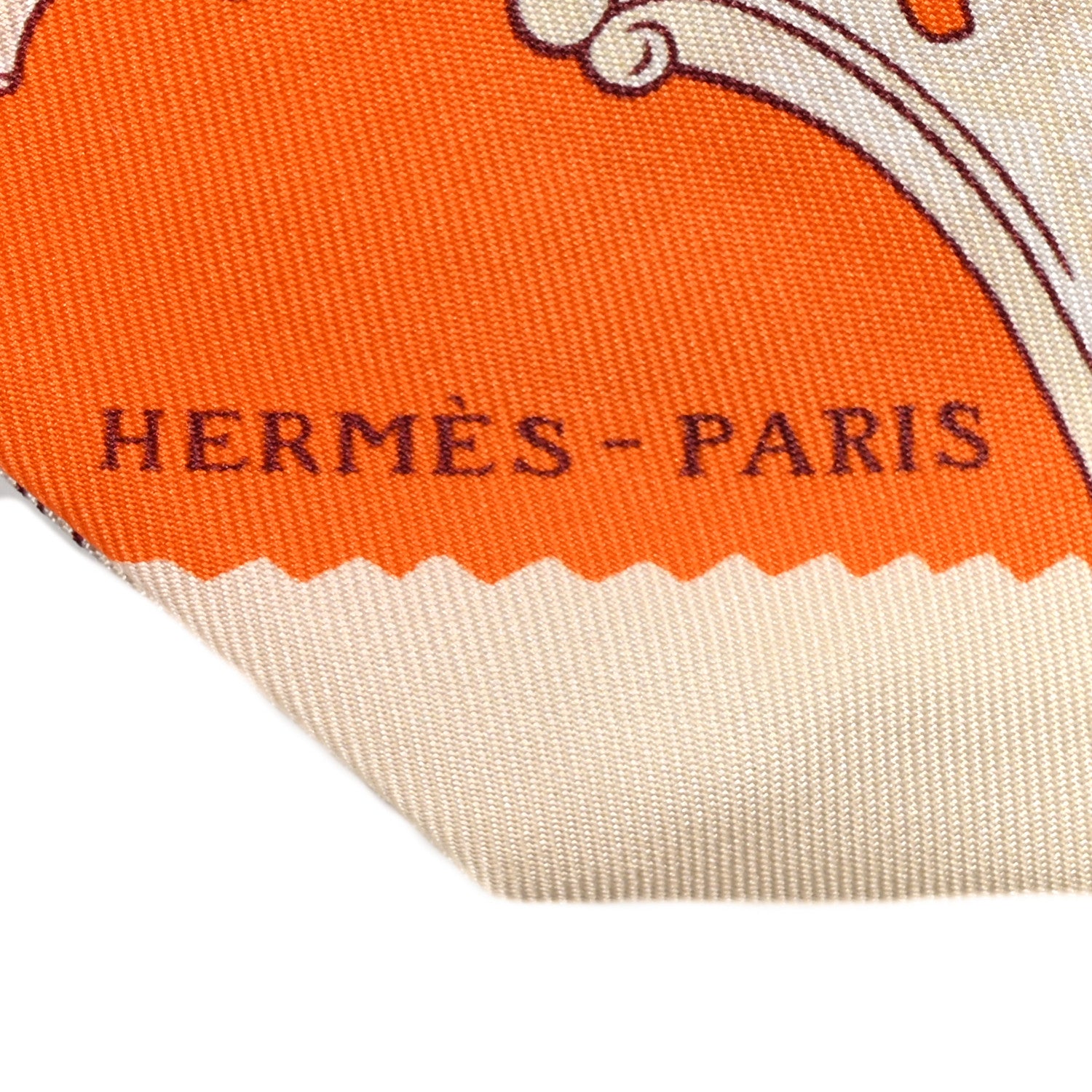 Hermes Silk Etriers Remix Twilly Orange Creme Beige 2 of 7