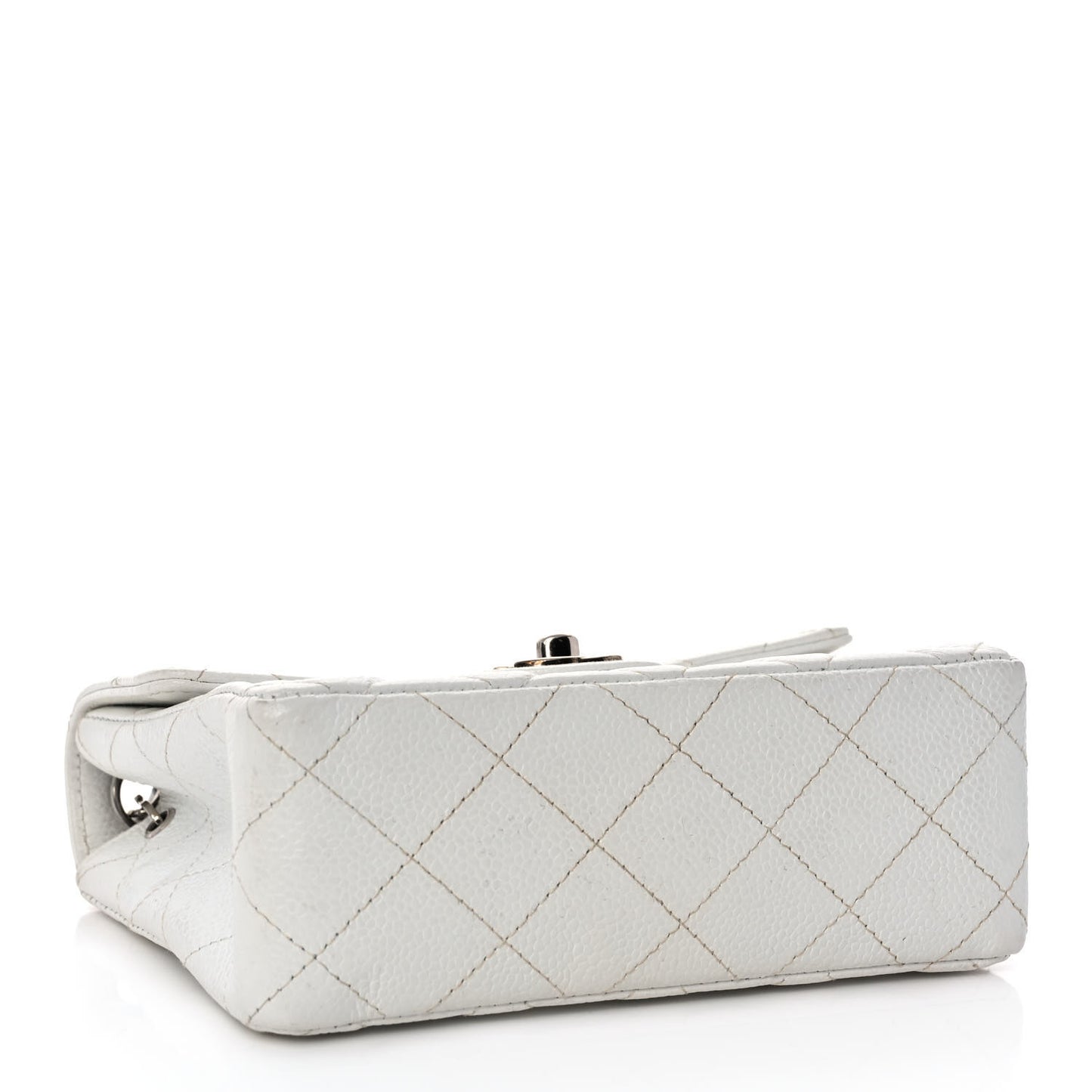 Caviar Quilted Mini Square Flap White