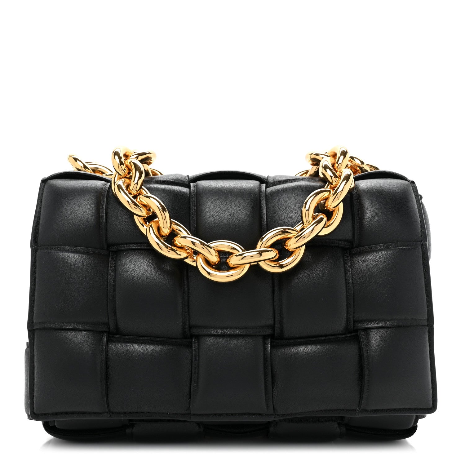 Bottega Veneta Lambskin Maxi Intreccio Padded Chain Cassette Crossbody Bag Black 1 of 8