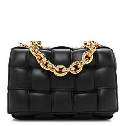 Bottega Veneta Lambskin Maxi Intreccio Padded Chain Cassette Crossbody Bag Black 1 of 8
