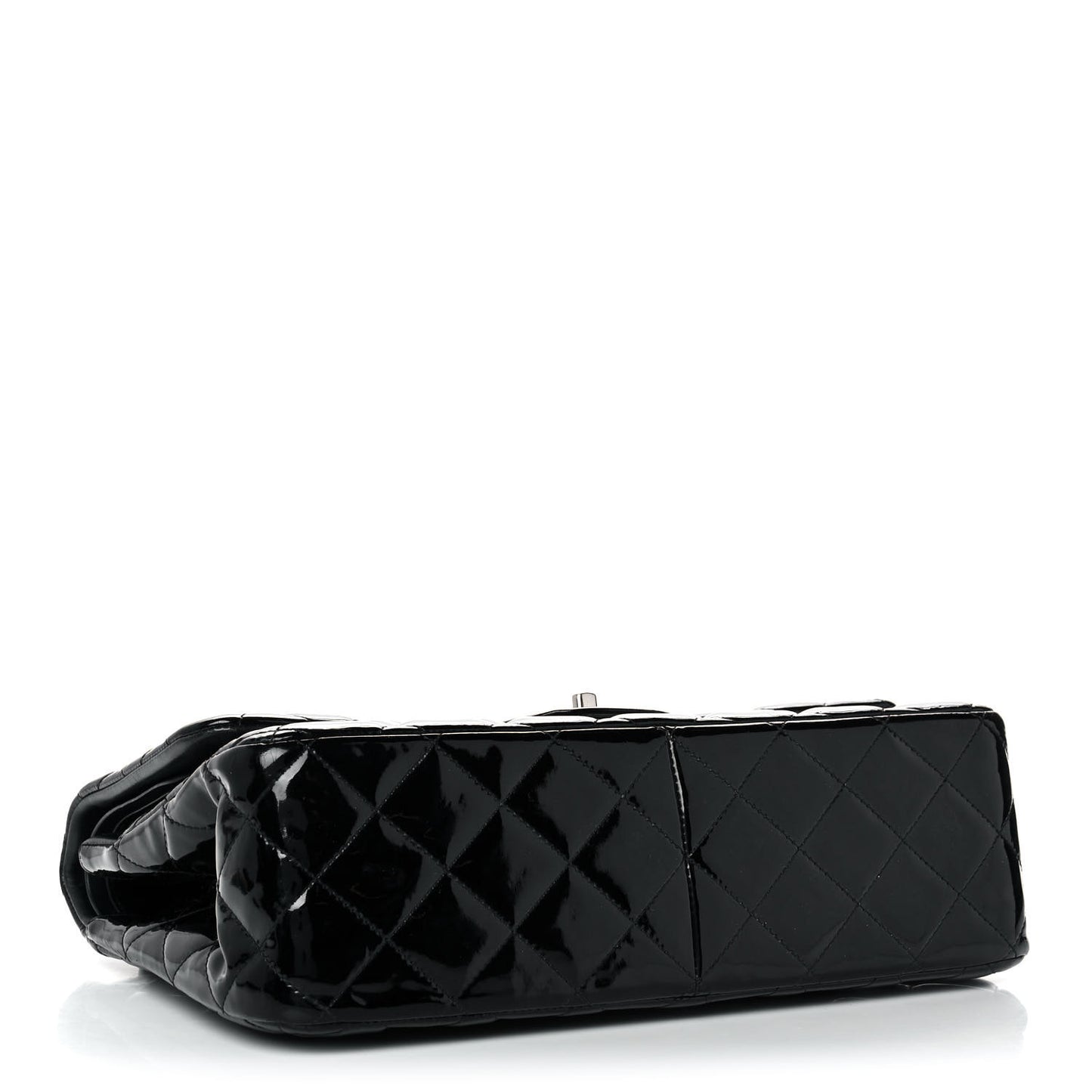 Patent Quilted Jumbo Double Flap Black