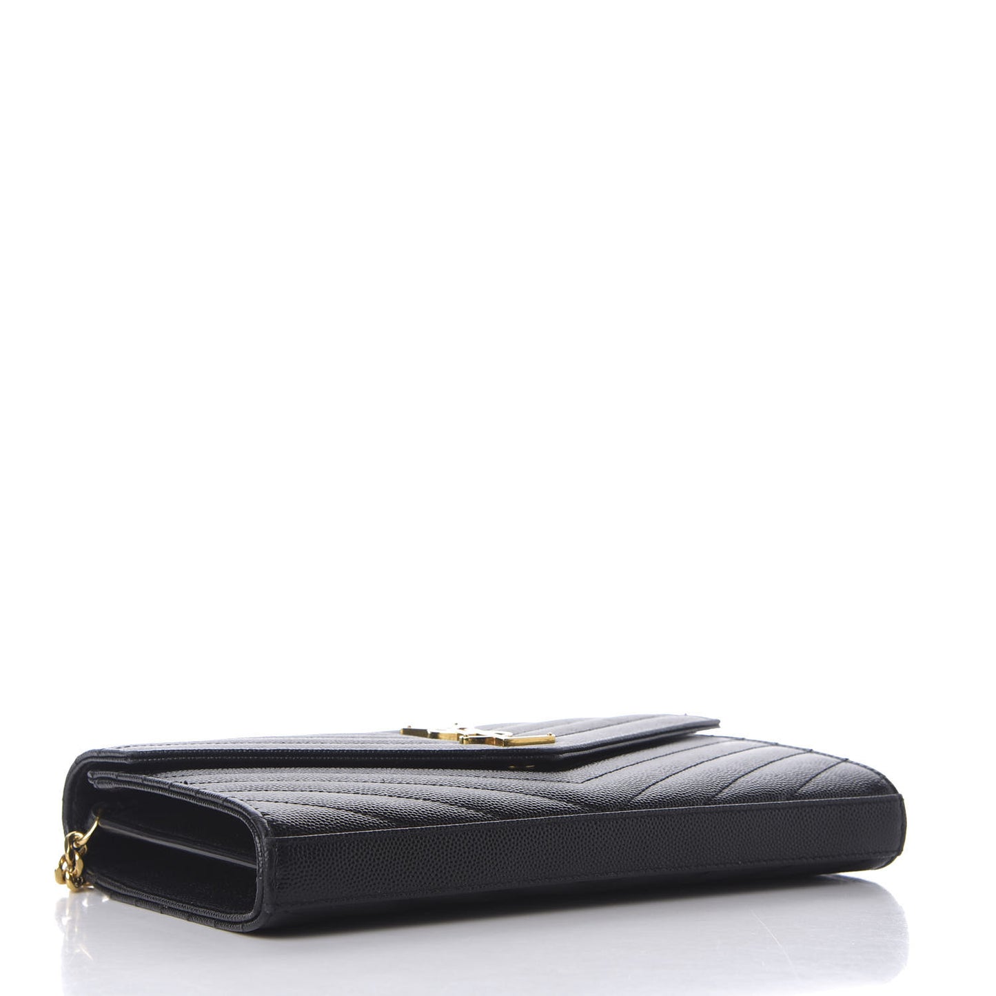 Grain De Poudre Matelasse Chevron Monogram Chain Wallet Black