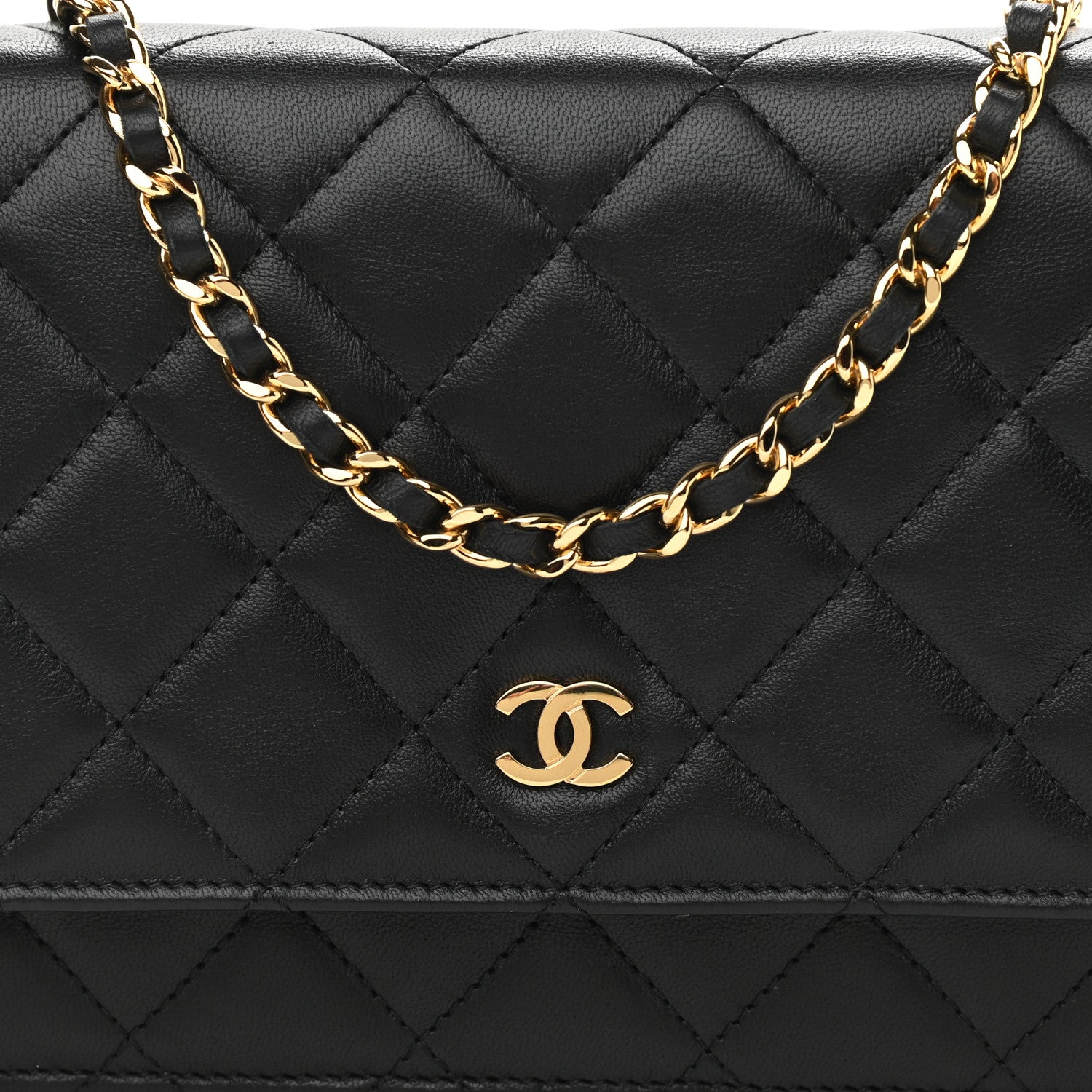 Chanel Lambskin Quilted Wallet On Chain WOC Black 8 of 12