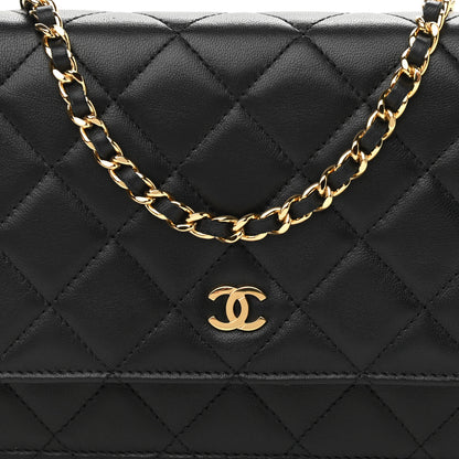 Chanel Lambskin Quilted Wallet On Chain WOC Black 8 of 12