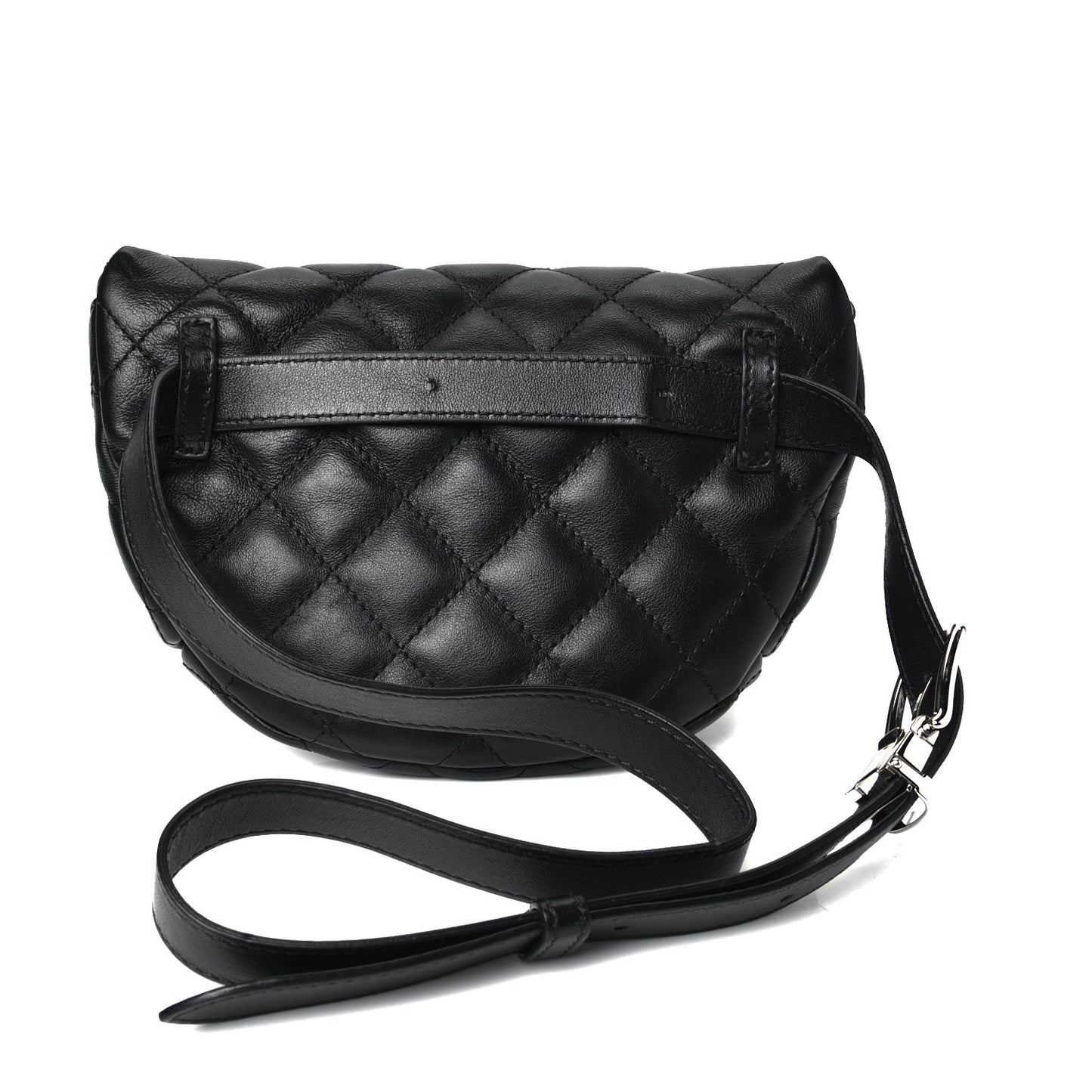 Lambskin Quilted Waist Belt Bag Black