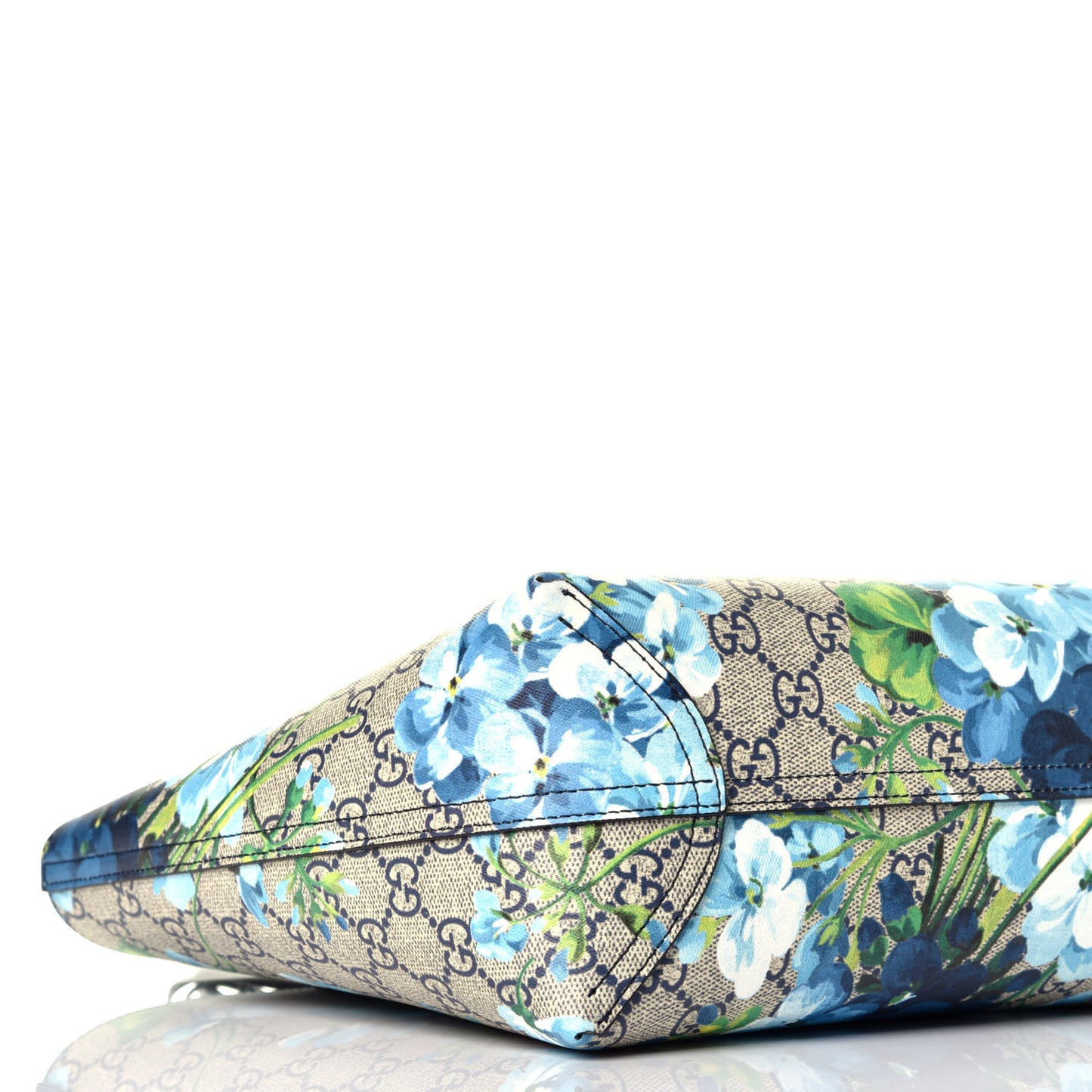 GG Supreme Monogram Blooms Small Reversible Tote Beige Blue Navy