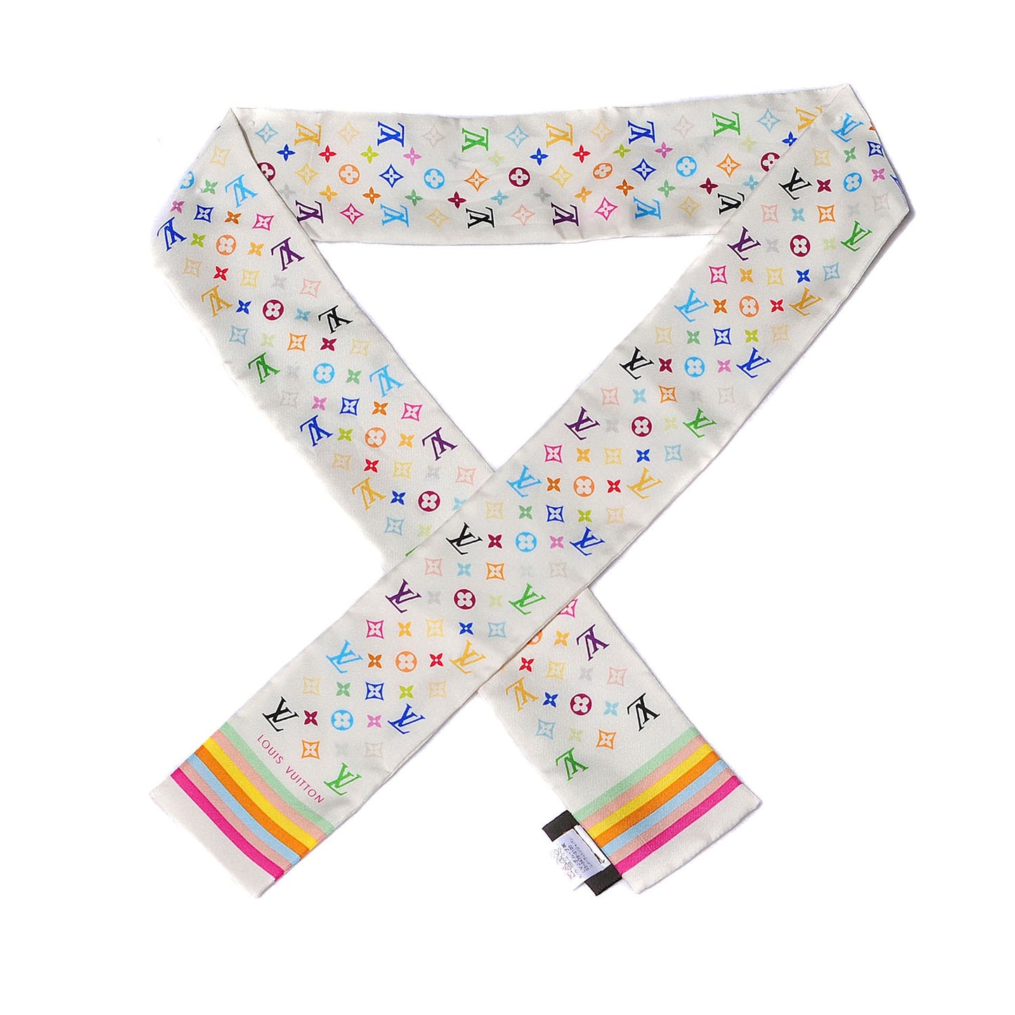 Silk Monogram Multicolor Bandeau White