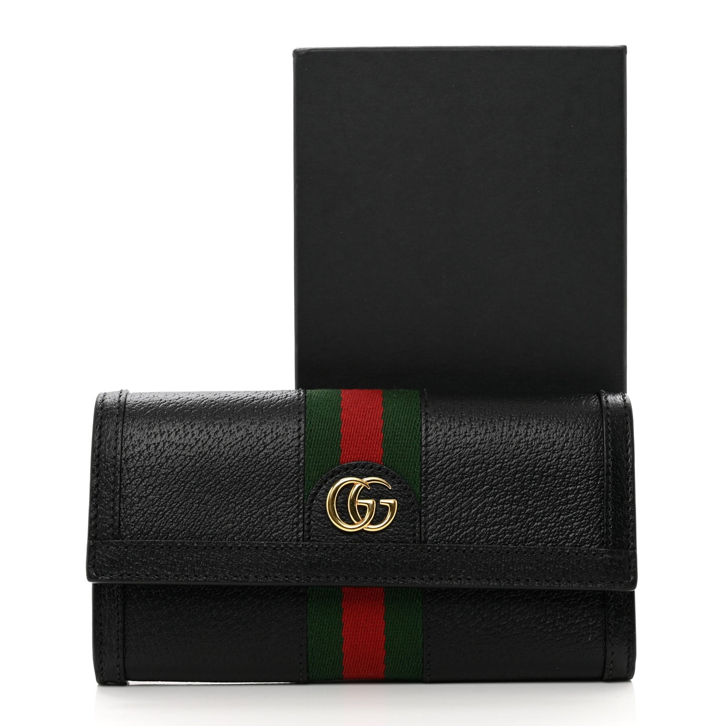 Calfskin Web Ophidia Continental Wallet Black