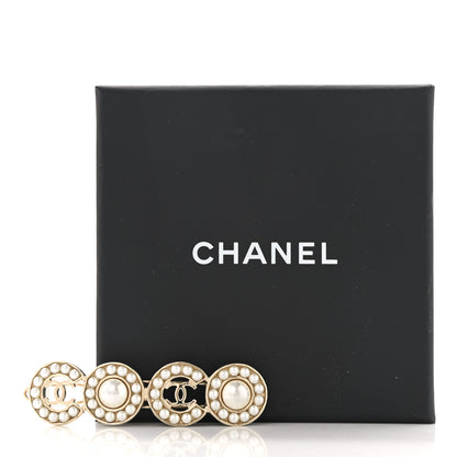 Chanel Pearl Coco Hair Clip Barrette Gold 4 of 4