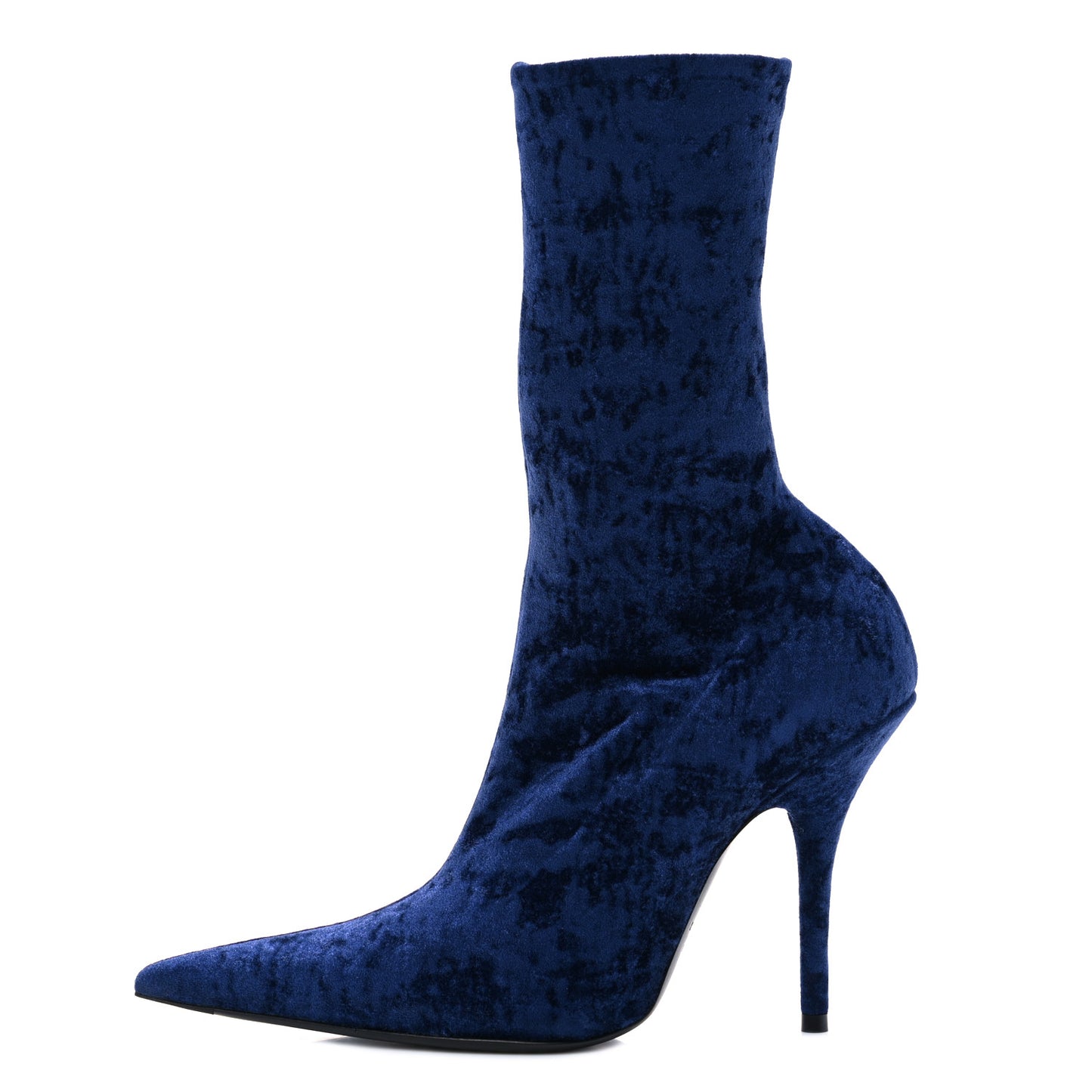 Velvet Spandex Extreme Pointed Toe Knife Ankle Boots 38 Blue
