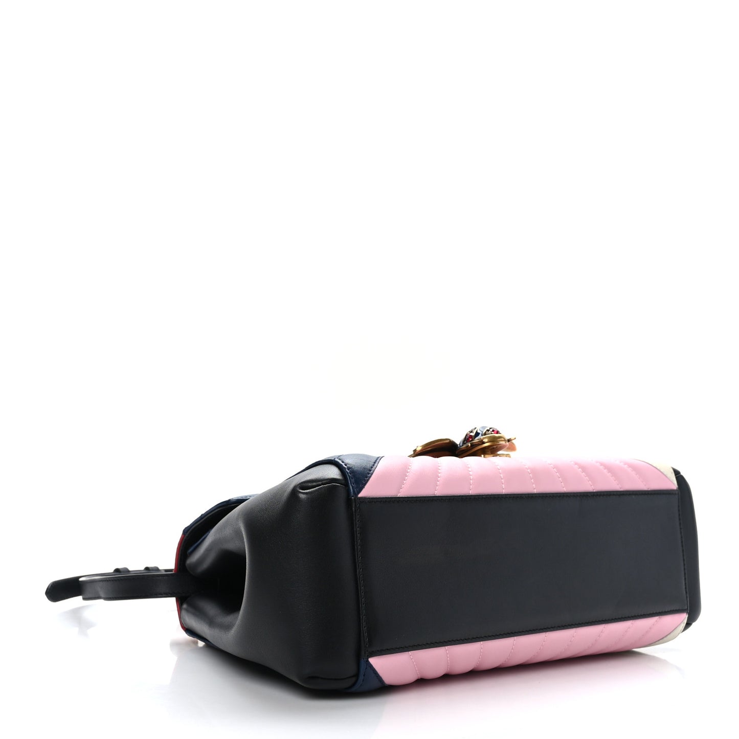 Calfskin Bamboo Trapuntata Queen Margaret Top Handle Bag Blue Agata Hibiscus Red Mystic White Sugar Pink