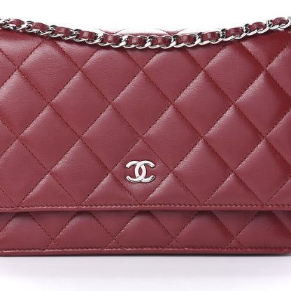Chanel Lambskin Quilted Wallet On Chain WOC Red 9 of 15