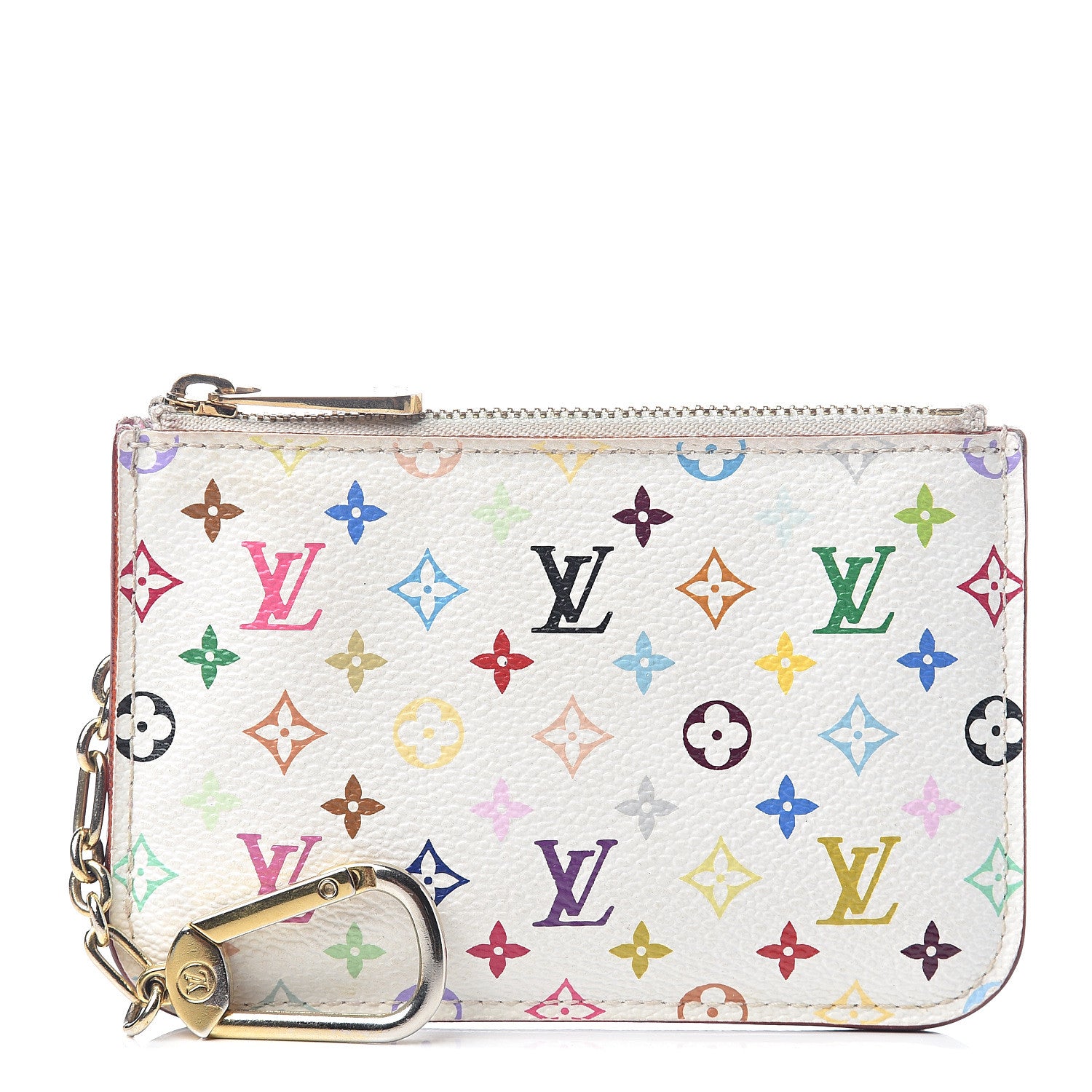 Louis Vuitton Monogram Multicolor Key Pouch White Litchi 1 of 6
