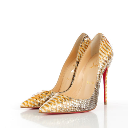 Christian Louboutin Metallic Python So Kate 120 Pumps 37.5 Gold 3 of 8