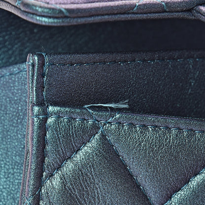 Chanel Iridescent Lambskin Quilted Flap Card Holder Turquoise 9 of 10