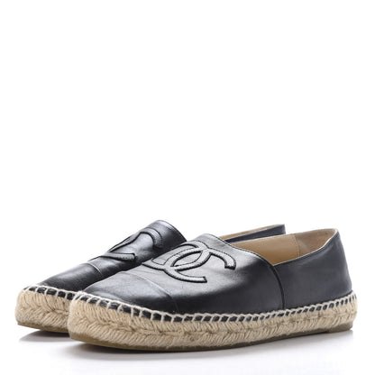 Chanel Lambskin CC Espadrilles 36 Black 2 of 11