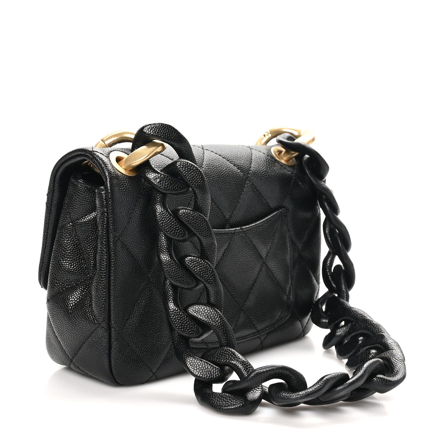Caviar Quilted Funky Match Mini Flap Black