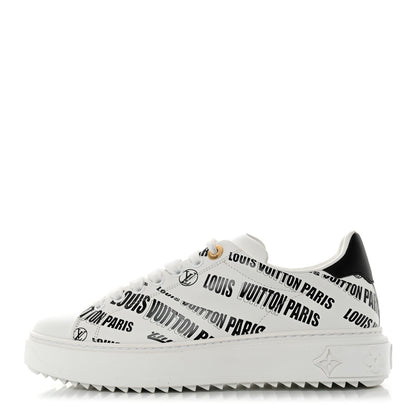 Louis Vuitton Calfskin Printed Time Out Trainer Sneakers 38 White 1 of 8