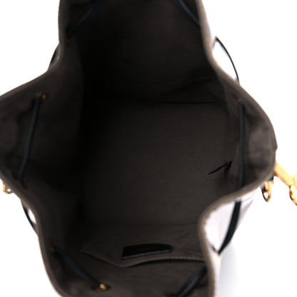 Fendi Glazed Fabric Vitello Grace F is Fendi FF 1974 Stamp Patch Grande Mon Tresor Bucket Bag Mogano Panna Black 5 of 10