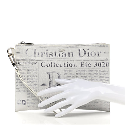 Christian Dior X DANIEL ARSHAM Grained Calfskin Newspaper Wristlet White 2 of 7